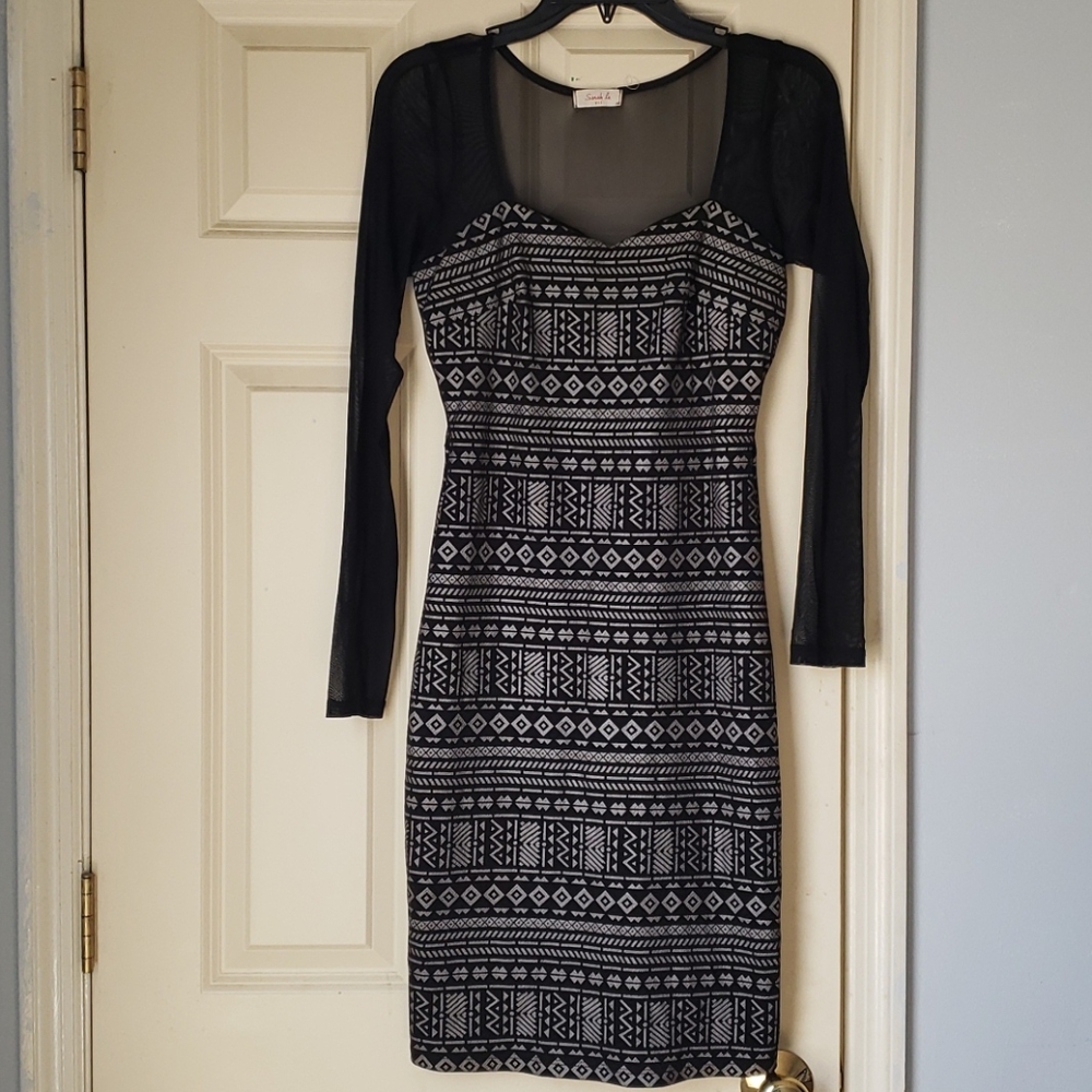 Black sheer knee length dress